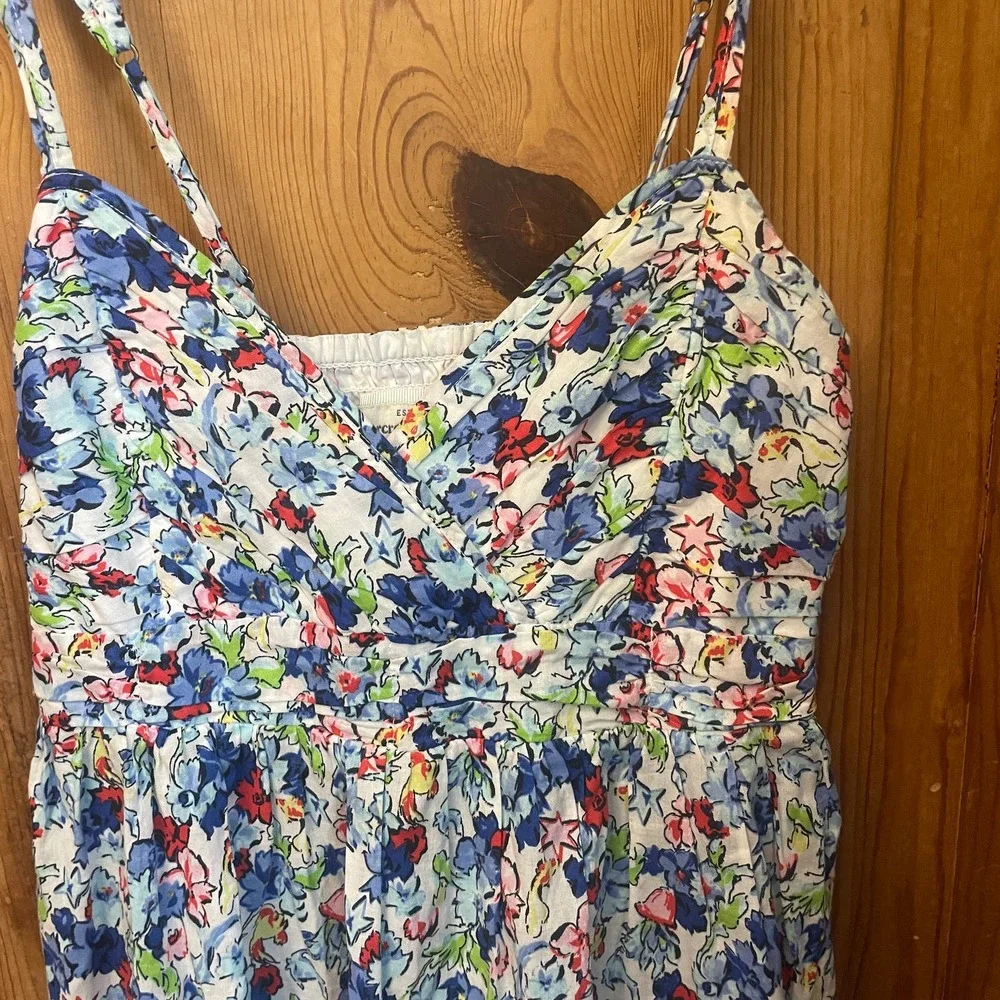 Abercrombie & Fitch Watercolor Floral & Tulle Thin Strap Summer Dress Size Small - Picture 5 of 12